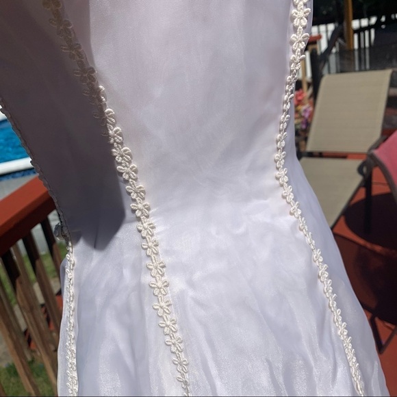 Bridal Vintage 1970s high neck long sleeve wedding dress & veils small - Picture 6 of 17